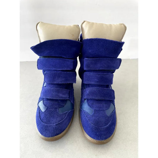 Isabel Marant Tricolor Suede and Leather Bekett Wedge Sneakers