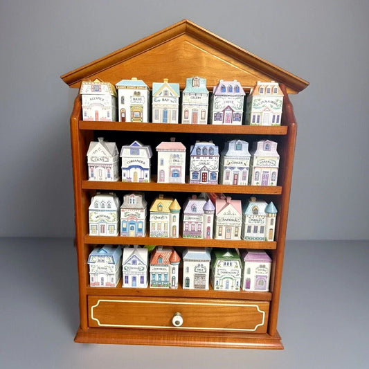 Vintage Porcelain Lenox Complete Spice Village & Rack,24 Spice CottagesVGC, 1989