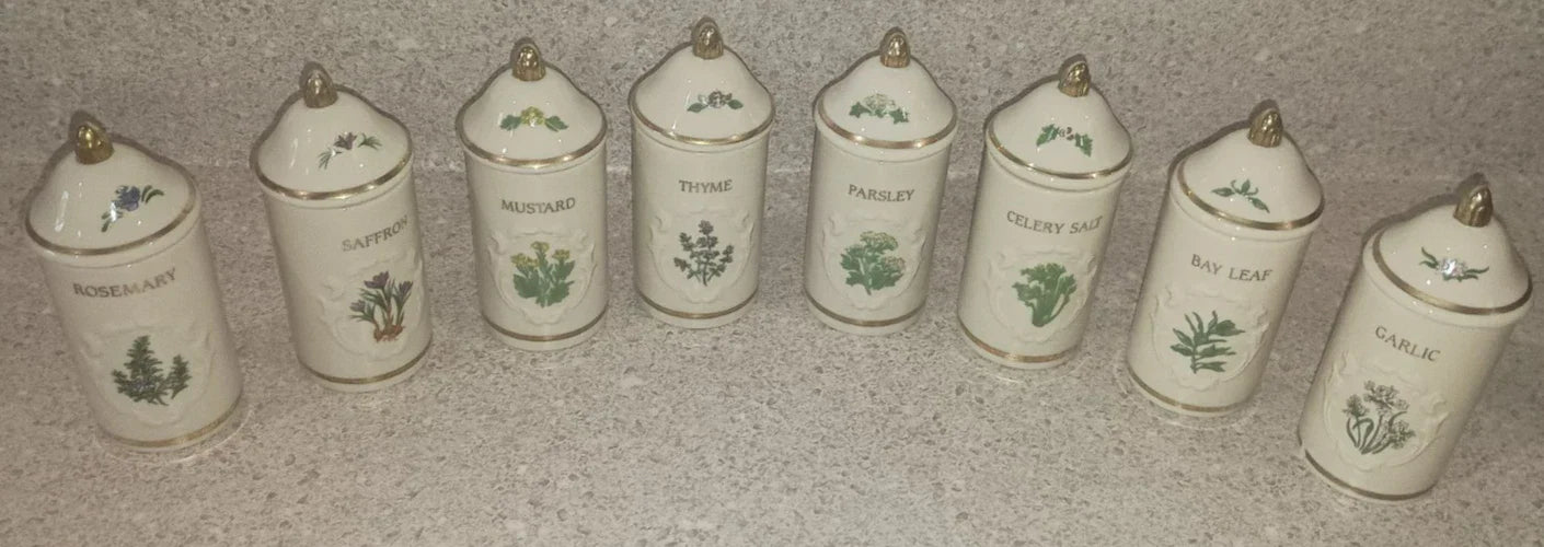 VTG 1992 Lenox Spice Garden 24Jar Complete Set W/ Original Cherry Wood Wall Rack