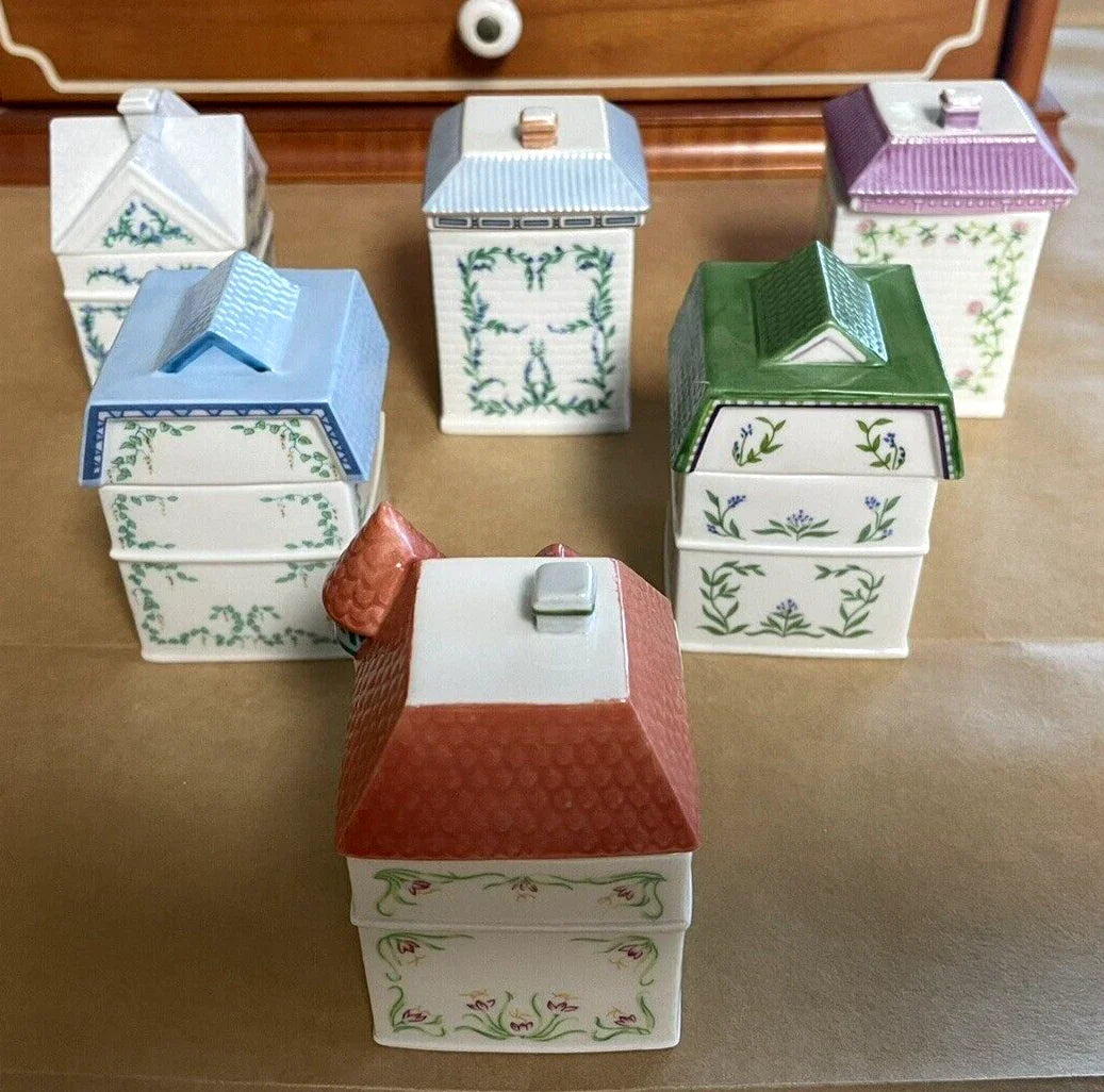 Vintage Porcelain Lenox Complete Spice Village & Rack,24 Spice CottagesVGC, 1989