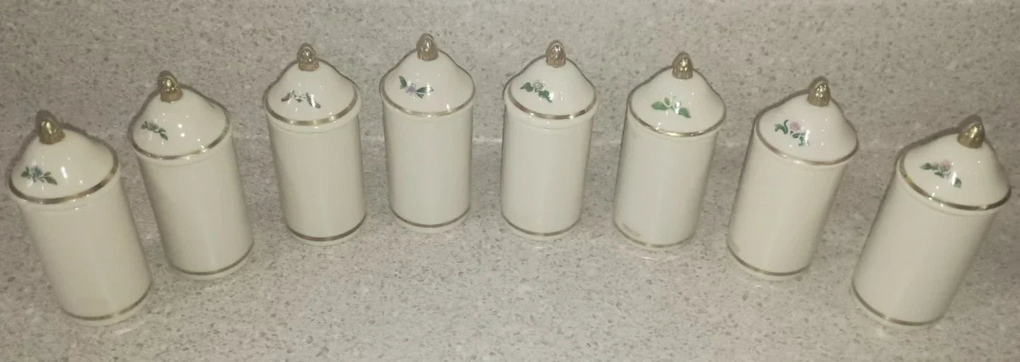 VTG 1992 Lenox Spice Garden 24Jar Complete Set W/ Original Cherry Wood Wall Rack